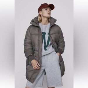 Zara Mink Beige Water Repellent Puffer Coat with Hood size XS